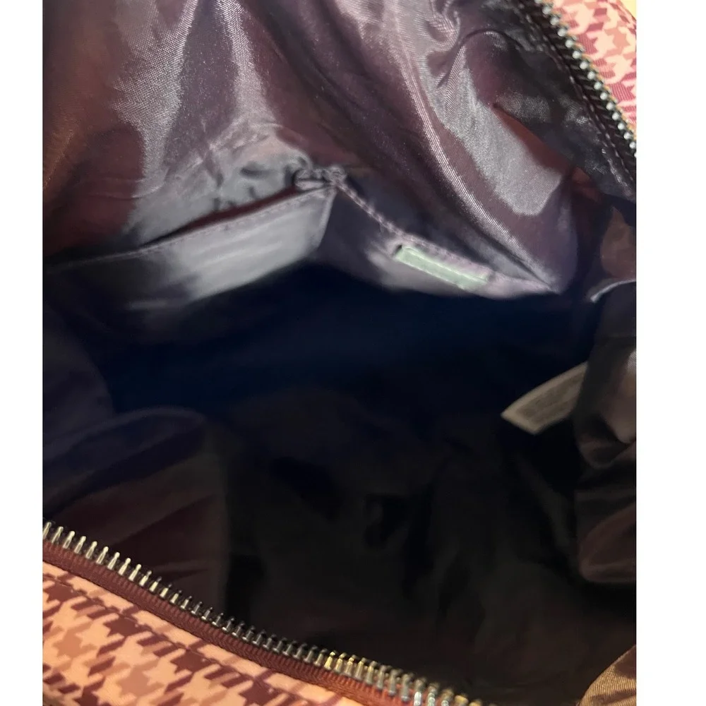 A New Day Backpack Tote‎ Bag Pink Burgundy Houndstooth Check Recycled Polyester